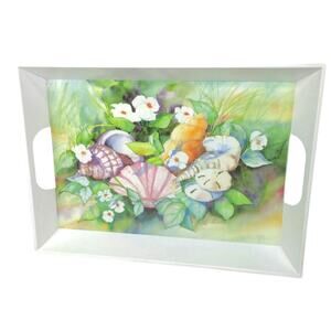 Vintage Beach Prize Serving Tray Italy R2S Spa Melamine Large Handle Sea Shells